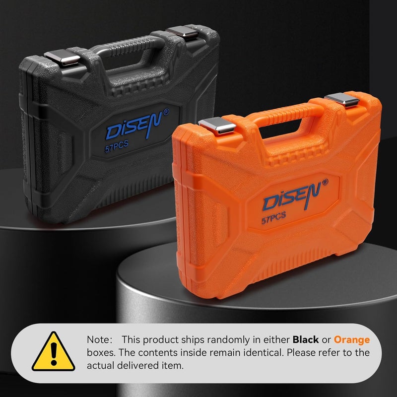 DISEN 57 PCS 1/4" Drive Impact Socket Set Shallow & Deep Socket Set SAE(5/32"-9/16") & Metric(4-15mm) with Universal Joint, Extension Bar, 3/8 to 1/4 Reducer, Ratchet Handle, Adapter - Image 2